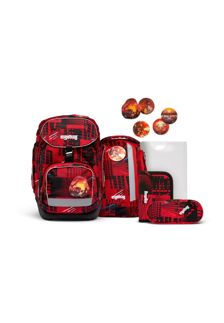 ergobag pack Set ergonomischer Schulrucksack, Set 6-teilig AlarmBärreitschaft - Rot