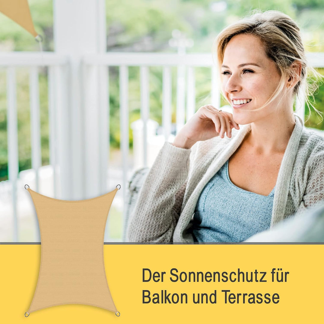 Sol Royal Sonnensegel rechteckig 4x5m Wasserdurchlässig HDPE Atmungsaktiver Balkon Terrasse Segeltuc