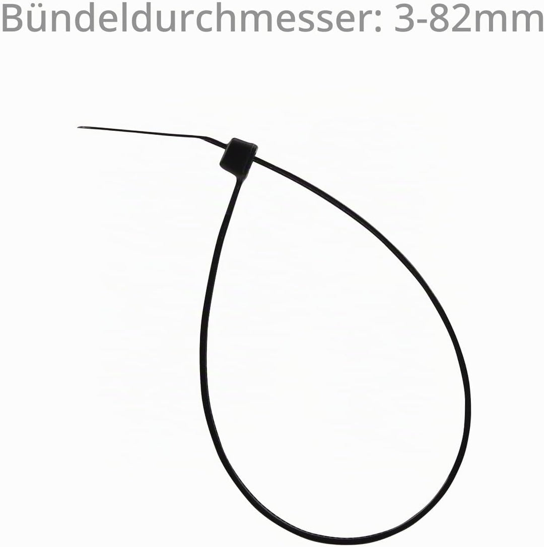 XINGO 1000 Stück Kabelbinder Schwarz, 300mm x 4.8mm, 22,7 kg Zugfestigkeit, UV-beständig, Selbstsich