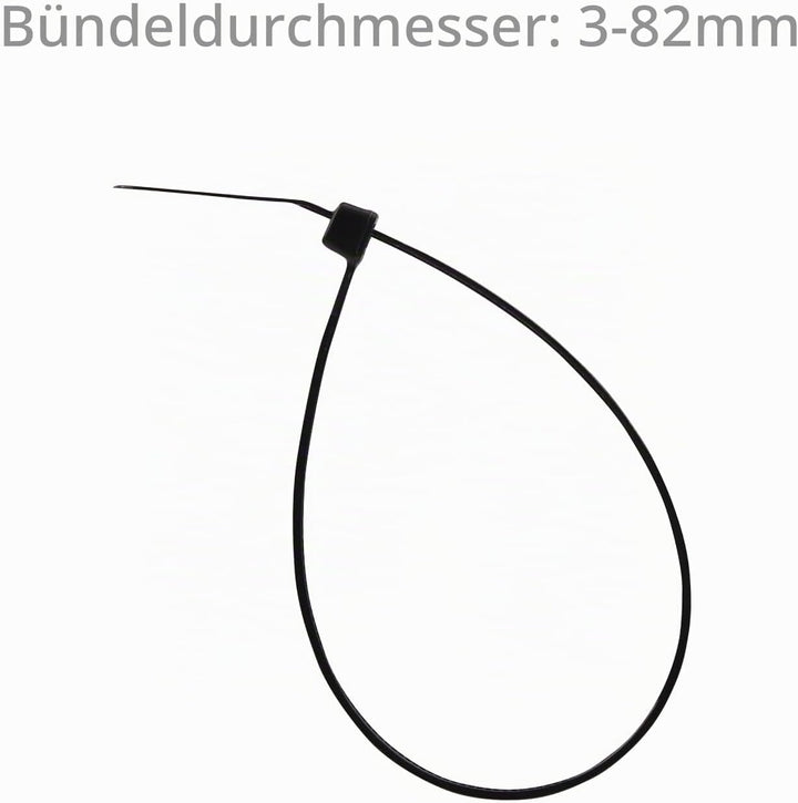 XINGO 1000 Stück Kabelbinder Schwarz, 300mm x 4.8mm, 22,7 kg Zugfestigkeit, UV-beständig, Selbstsich
