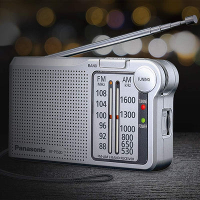 Panasonic RF-P150DEG-S Taschenradio mit Trageriemen, Batteriebetrieb silber Single, Single