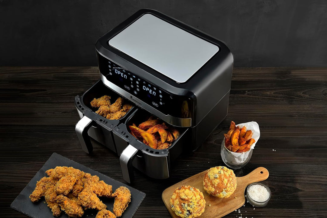 MasterPRO Rocket Duo 900 | Hot Air Fryer Double | Black | 9L Capacity and 2100W Power | LED Touch Sc