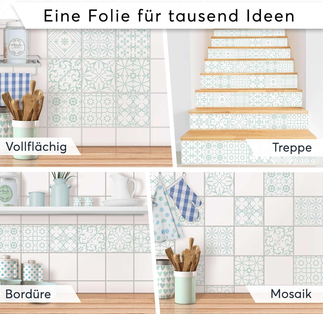 60 Stück Fliesenfolie für Küche und Bad 15x15 cm - Mosaikfliesen, Fliesensticker - Stickerfliesen, F