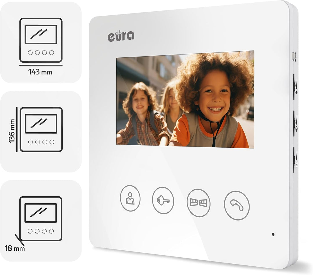 Eura VDP-52A3 ATIRA Video-Türsprechanlage Gegensprechanlage 4 Draht, 4,3-Zoll-Farbmonitor, 2 Eingäng