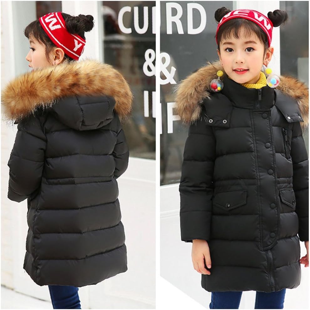 Wulide Kinder Mädchen Daunenjacken Winterjacke Daunenmantel mit Kapuze 116 Schwarz, 116 Schwarz