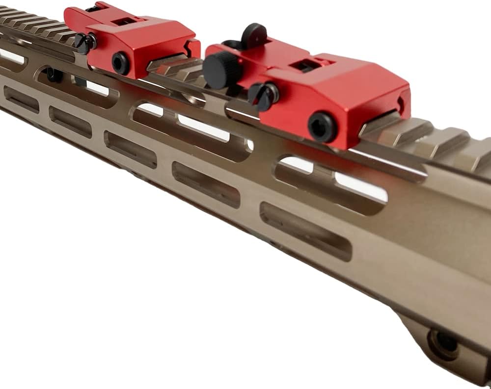 ST02DR Fiber Optics Front und Rear Sights Flip Up Picatinny Rail Mounted Backup Iron Sights (rot)