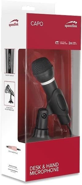 Speedlink CAPO Desk &amp; Hand Microphone - Tisch- und Handmikrofon, exzellente Klangqualität für Sprach