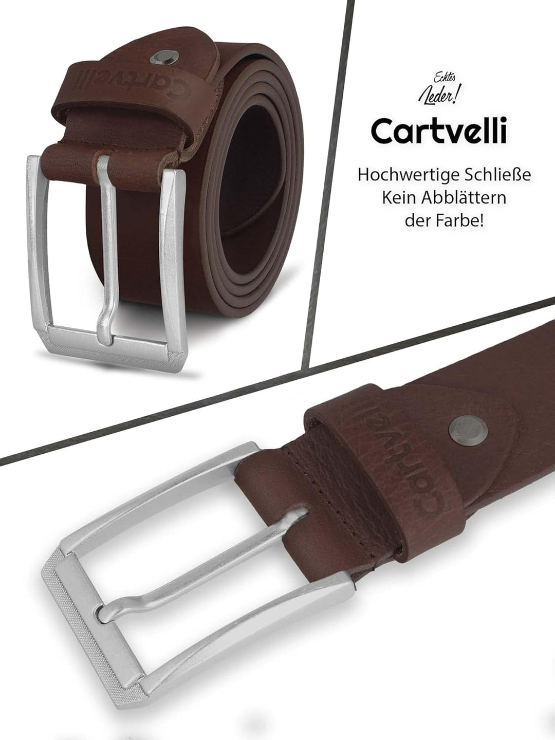 Cartvelli Vintage Ledergürtel Herren 40mm Made in Germany mit Geschenkbox - Echtleder-Gürtel Schlies