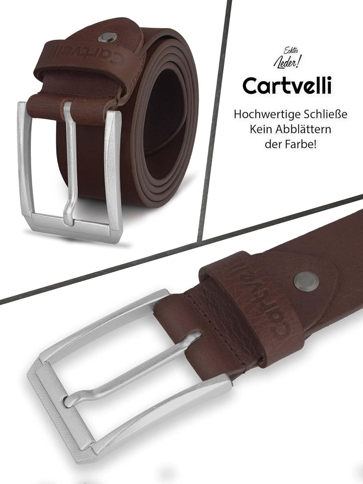 Cartvelli Vintage Ledergürtel Herren 40mm Made in Germany mit Geschenkbox - Echtleder-Gürtel Schlies