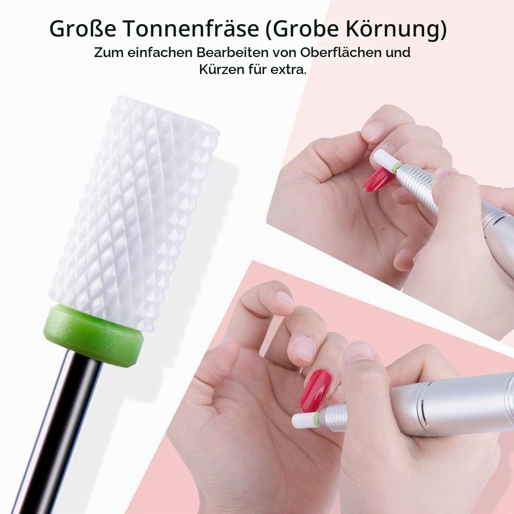 MelodySusie 7x Premium Keramik Bits Set Professioneller Schleifkörper Schleifkopf Nagelfräser Aufsät