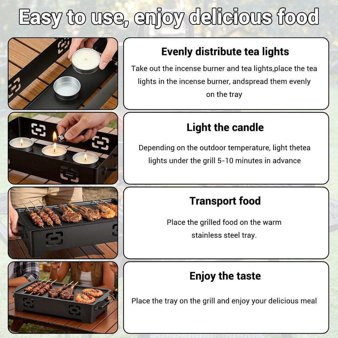 BBQ Warmhalteplatte, Speisenwärmer Warmhalteplatte Für Essen &amp; Grillgut, Warmhaltebehälter Grillgut