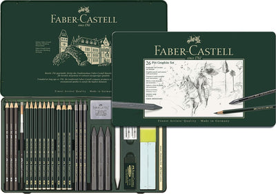 Faber-Castell - Pitt Graphite Set im Metalletui, gross, 26 + 3 -teilig (inklusive Radierstift mit Pi