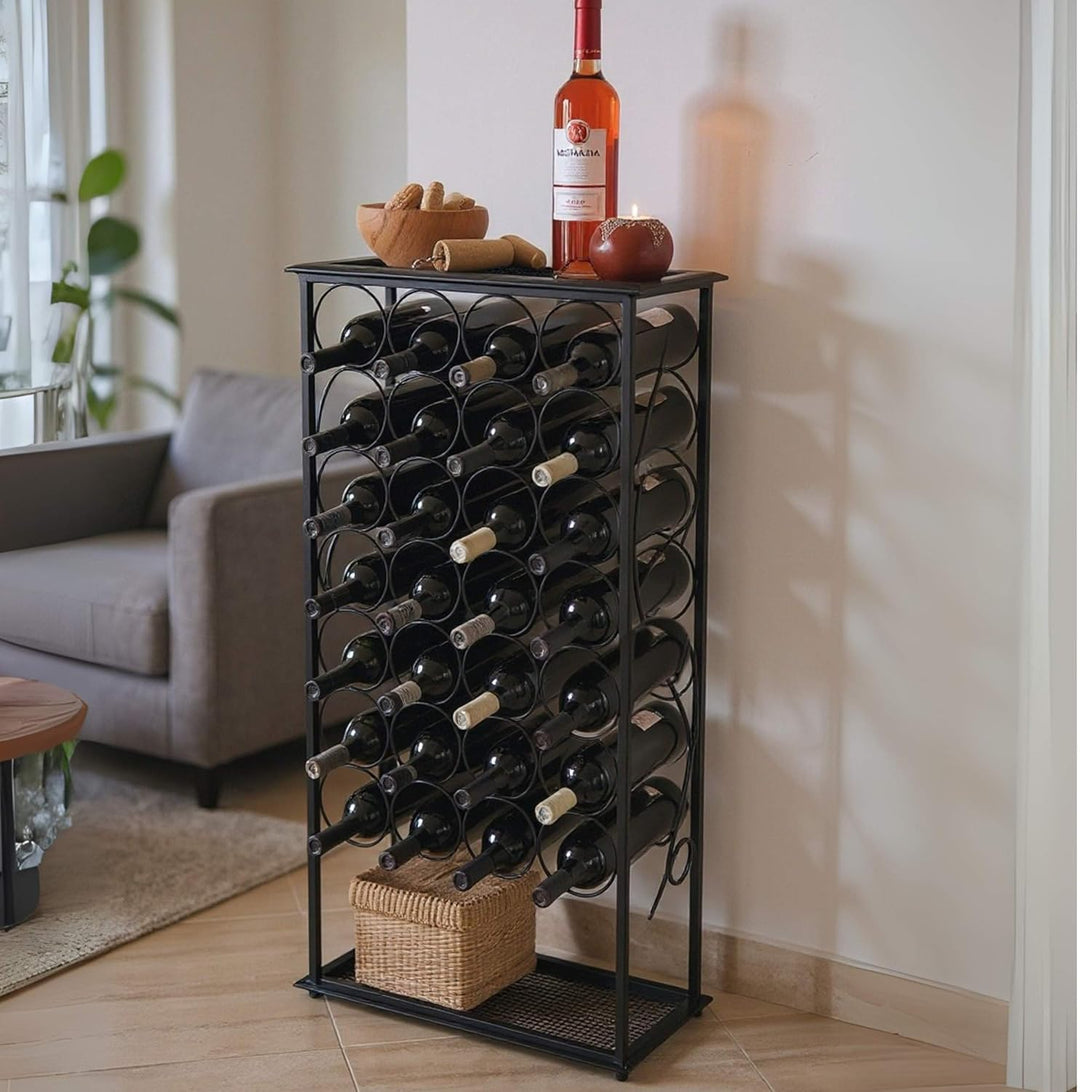 DanDiBo Weinregal Metall Schwarz Stehend Flaschenregal 100 cm Rico Modern Wine Rack Weinständer Wein