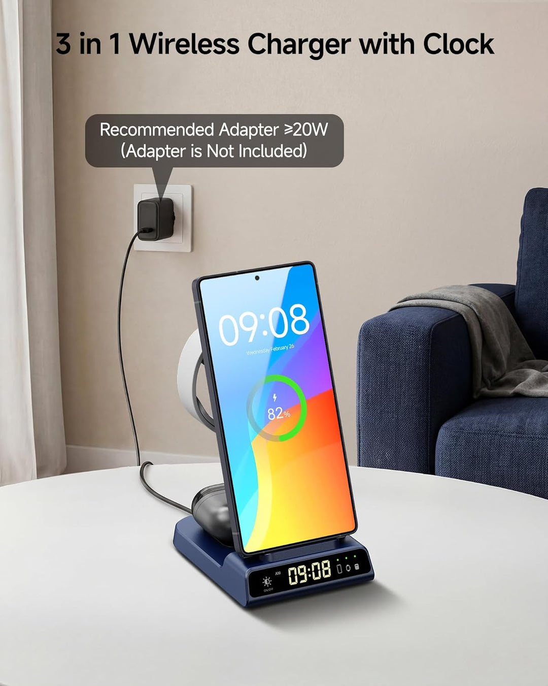 Induktive Ladestation für Samsung S25 Ultra, 3 in 1 Kabelloses Ladestation für Galaxy S25/S24/S23/Z