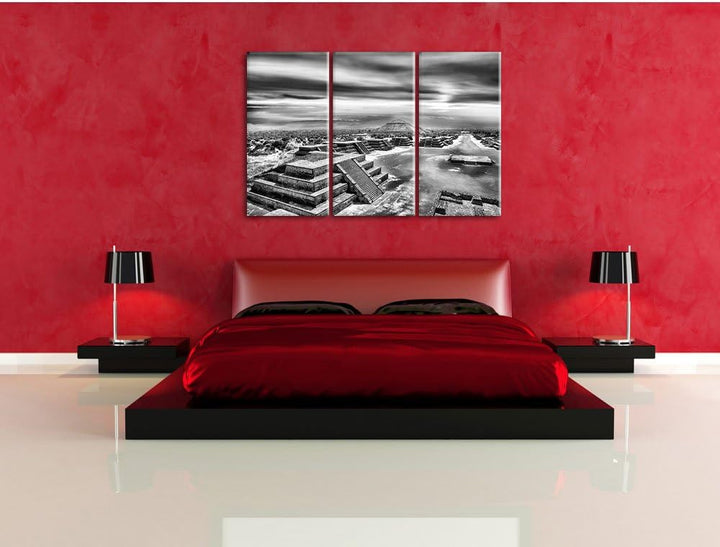 Pixxprint Maya in Mexico als Leinwandbild/Grösse: 3 Teilig (120x80) cm/Wandbild/Kunstdruck/fertig be