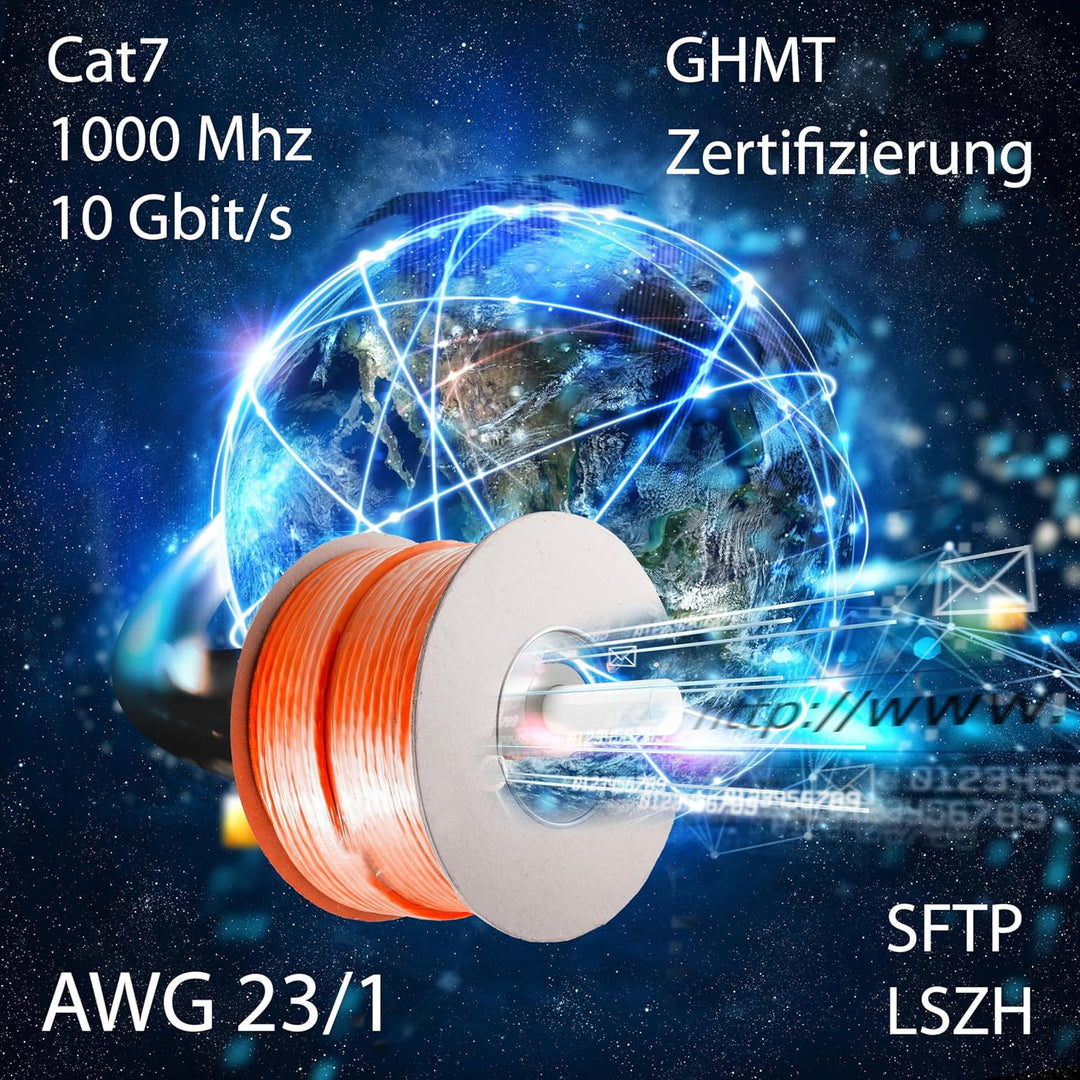 CAT 7 Verlegekabel GHMT Netzwerkkabel CAT.7 LAN Halogenfrei Installationskabel CAT7 Kabel Netzwerk V