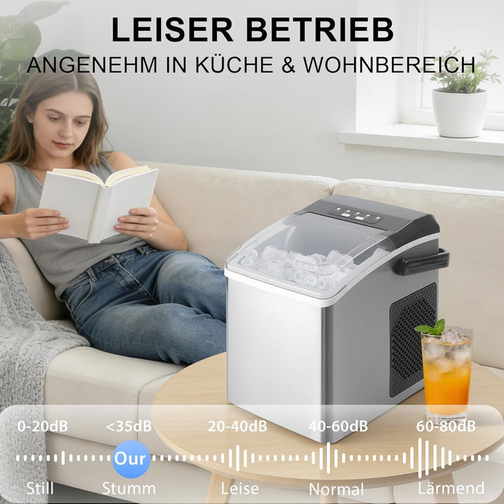 Citybee Eiswürfelmaschine Selbstreinigend 12kg/24h, Eiswürfelmaschine Klein, 9 Eiswürfel in 6 min, E
