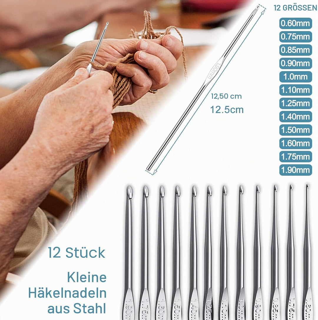 Coopay 58 Stück Häkelset für Anfänger, Inklusive Häkelnadeln mit Weicher Griff, Spitze Häkelnadel, H