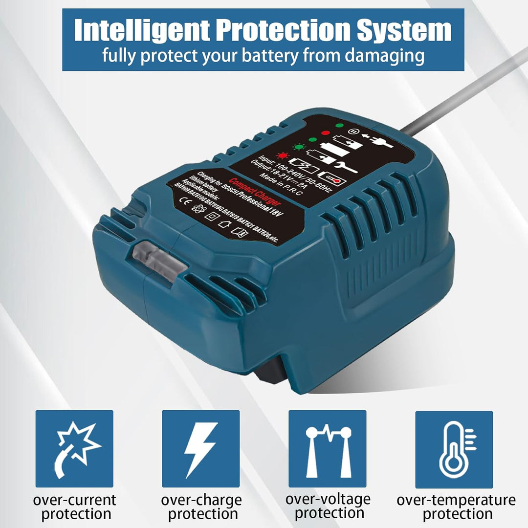 Batterieladegerät für Bosch GBA 18V, Cordless Tool Akku Ladegerät GAL1880CV GAL1860CV Ersatz für Bos
