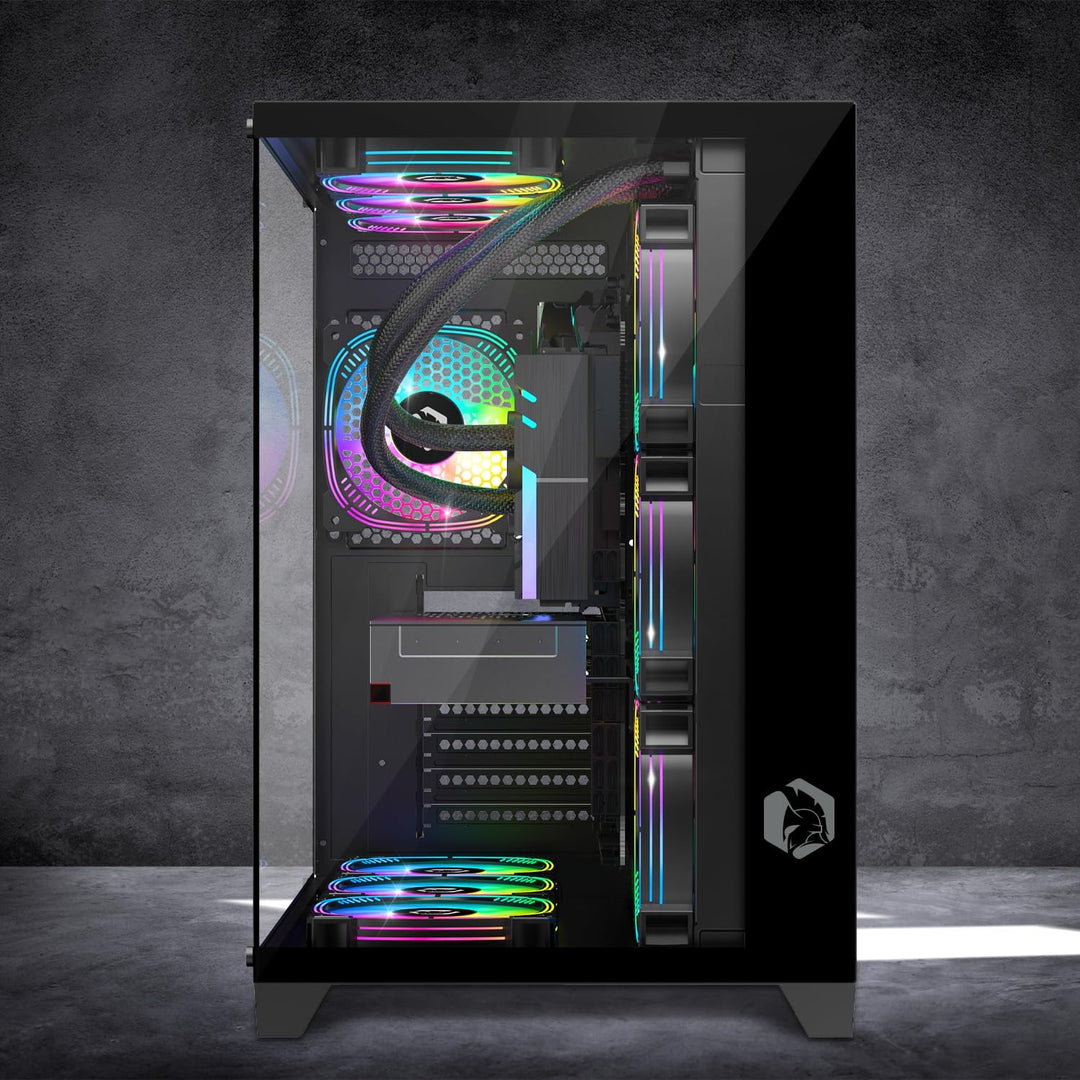 EMPIRE GAMING - (2024 Neu) Gamer PC-Gehäuse CL-242 – ARGB Medium Tower ATX, Micro-ATX und ITX – 7 Lü