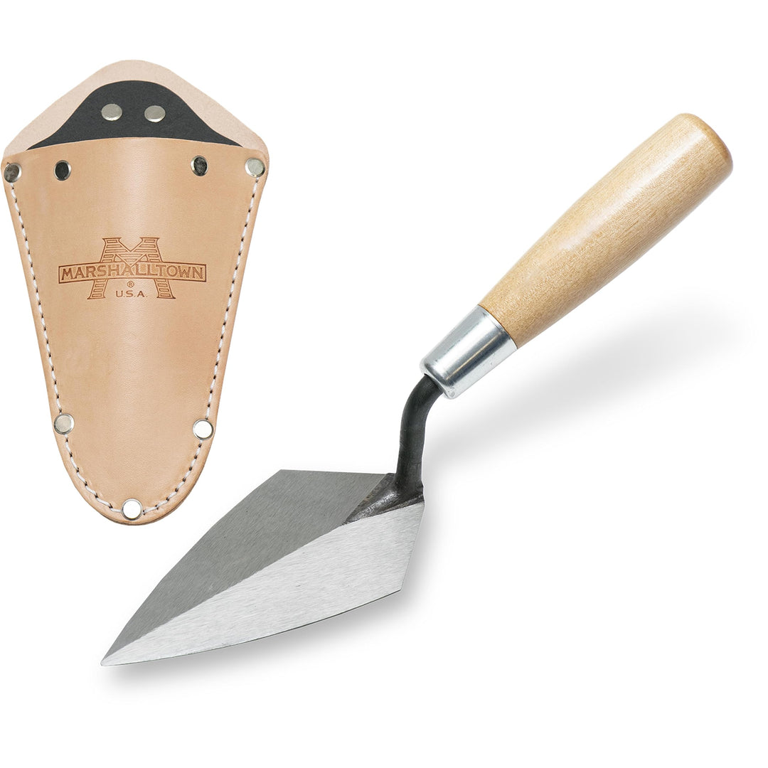 Marshalltown ATH50S Archäologiekelle, starre Spitzkelle mit Ledertasche, mit Holzgriff, Kelle aus Ca