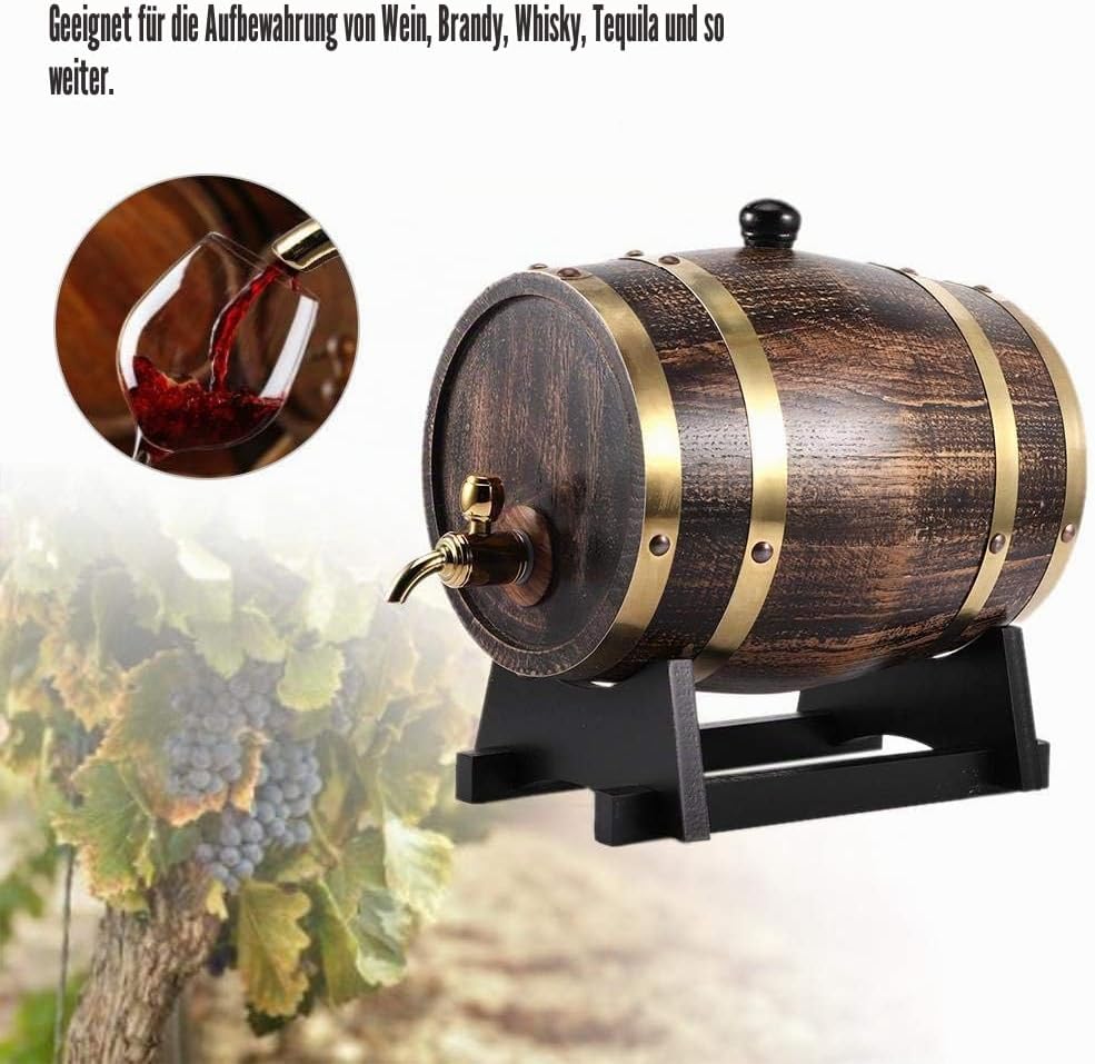 3L Weinfass Fass Wein Eichenfass 30 x 19 x 25 cm Retro Style Eiche Wein Holzfass mit Bock Stopfen Za