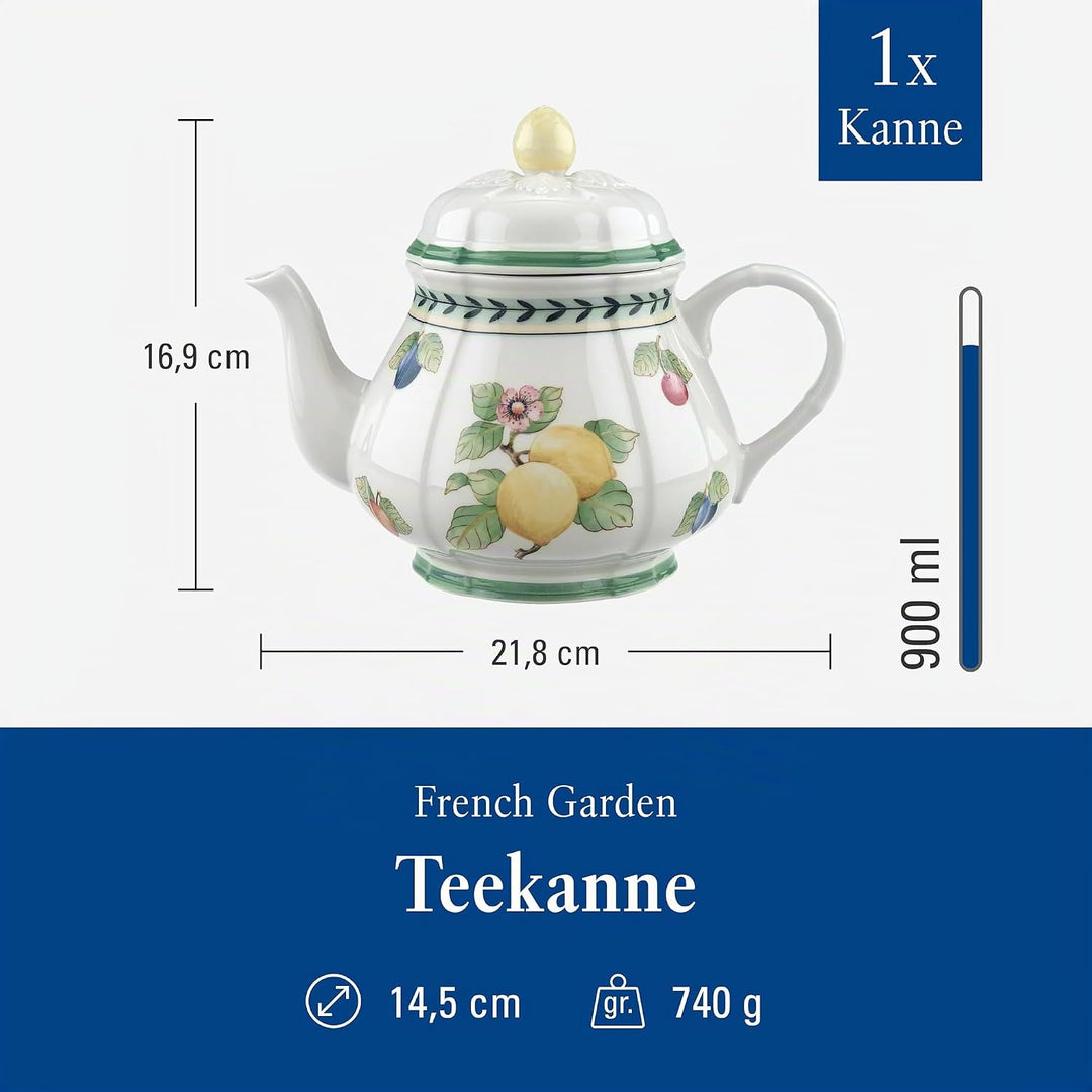 Villeroy & Boch Teekanne, Porzellan, White, 1022810460, Weiss/Mehrfarbig 34 oz Garden Fleurence, 34