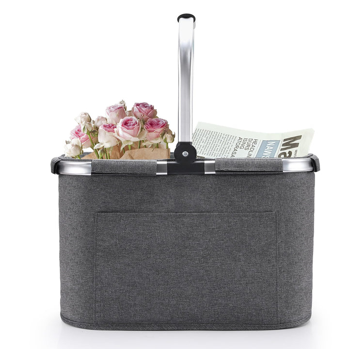 30L Familie Einkaufstasche Einkaufskorb Faltbar Tragekorb Gross Picknickkorb Klappkorb Reisetasche P