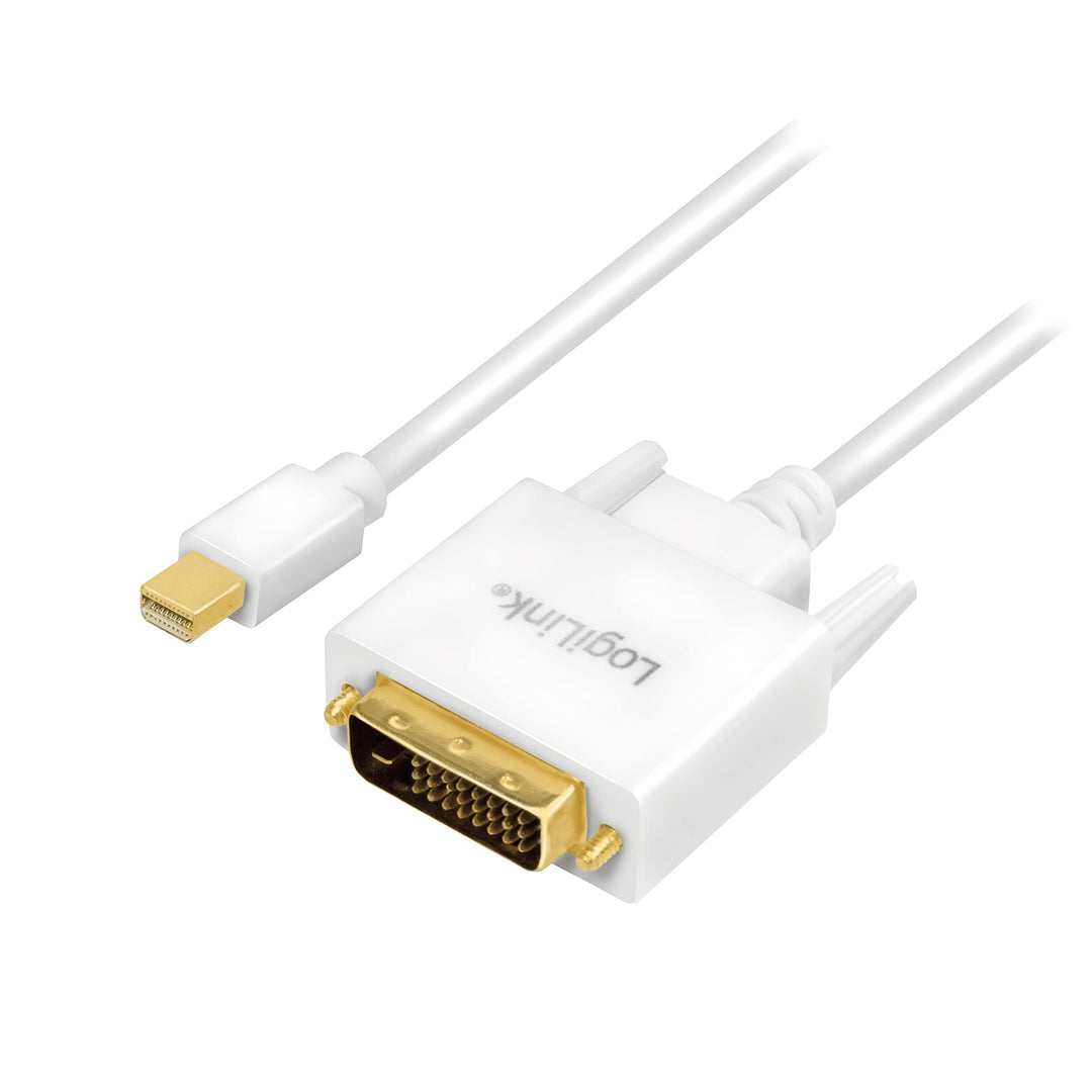 Mini-DisplayPort (v1.2) zu DVI (DVI-D 24+1) Anschlusskabel in weiss, FULL HD, 3m 3m mini-DP zu DVI,