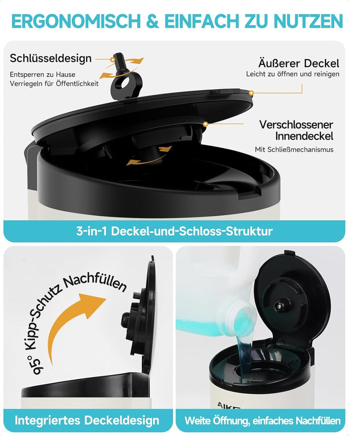 AIKE AK1205 Seifenspender Automatisch Wandbefestigung Edelstahl, 800ml Kommerzieller Automatischer F