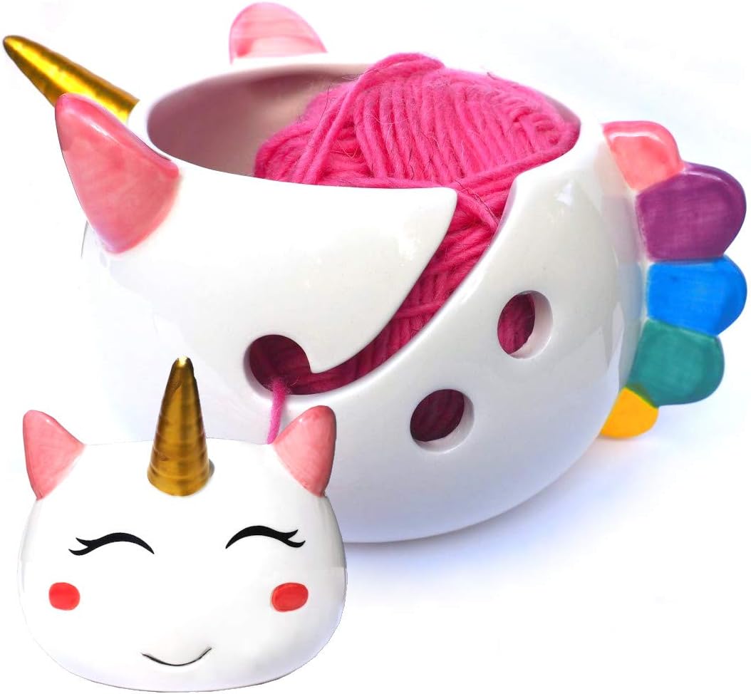 Einhorn-Garnschale zum Stricken – Keramik-Strickschale, extra gross, 21,6 cm, Keramik-Garnschale, Hä