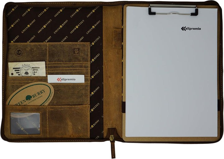 Greenburry Vintage Manager Schreibmappe Leder A4, Braun + Block & Klemme,, Braun + Block & Klemme