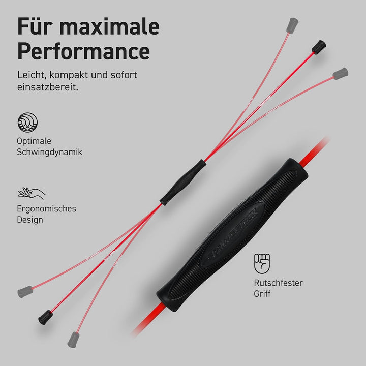 MSPORTS Schwingstab Premium 160 cm – Fitness Swingstick aus Fiberglas für Ganzkörpertraining in Rot