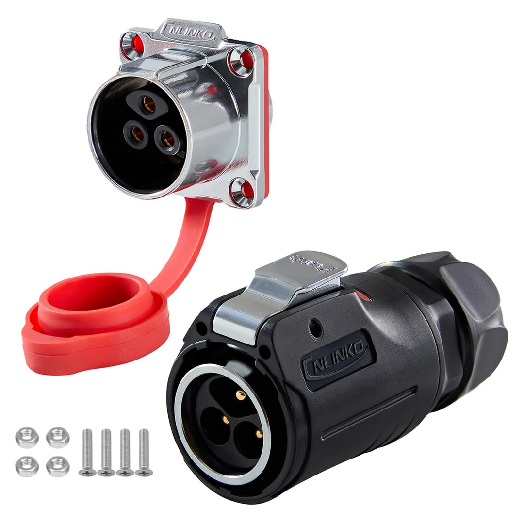 CNLINKO LP-24 3-Pin Industrieller Wasserdichter Steckverbinder - Sichere Schraubdesign Rundsteckverb