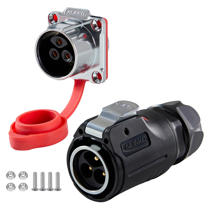 CNLINKO LP-24 3-Pin Industrieller Wasserdichter Steckverbinder - Sichere Schraubdesign Rundsteckverb