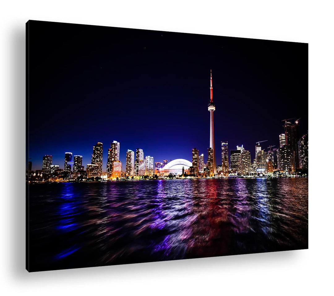 deyoli farbenfrohe Küste von Toronto Format: 80x60 als Leinwand, Motiv fertig gerahmt auf Echtholzra