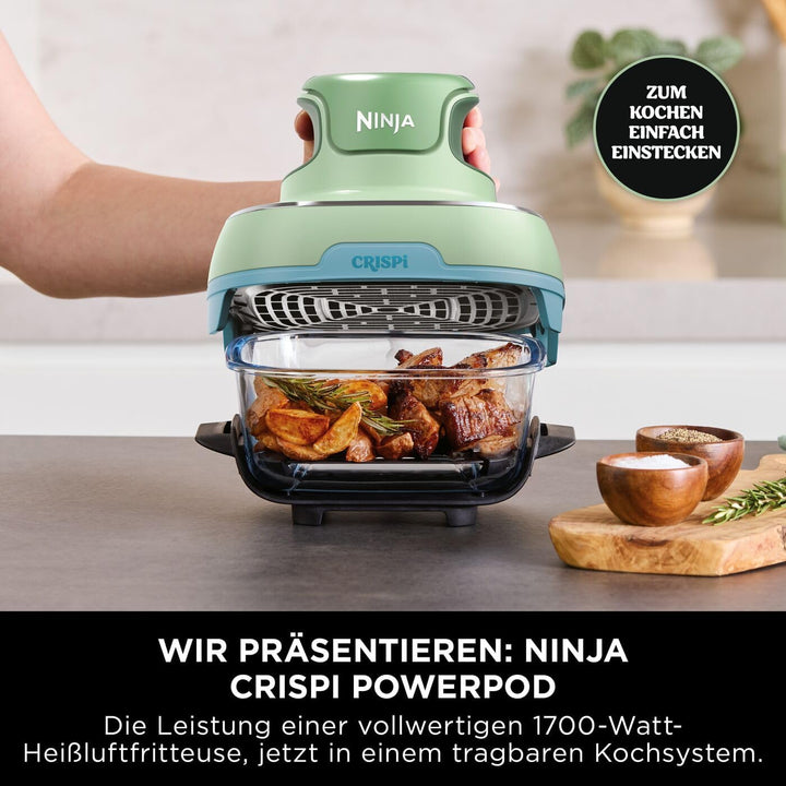 Ninja CRISPi Tragbare Heissluftfritteuse, 3,8 l & 1,4 l, 4-in-1: Heissluftfrittieren, Braten, Aufknu