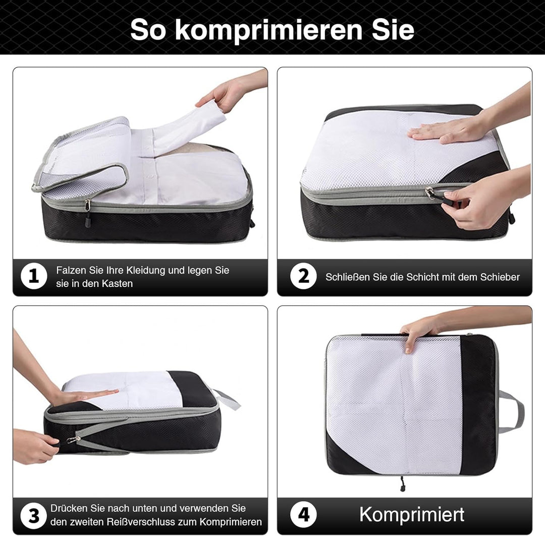 Packing Cubes Compression Koffer Organizer set 8 Stück Packwürfel-Reisezubehörset, Gepäck-Organizer