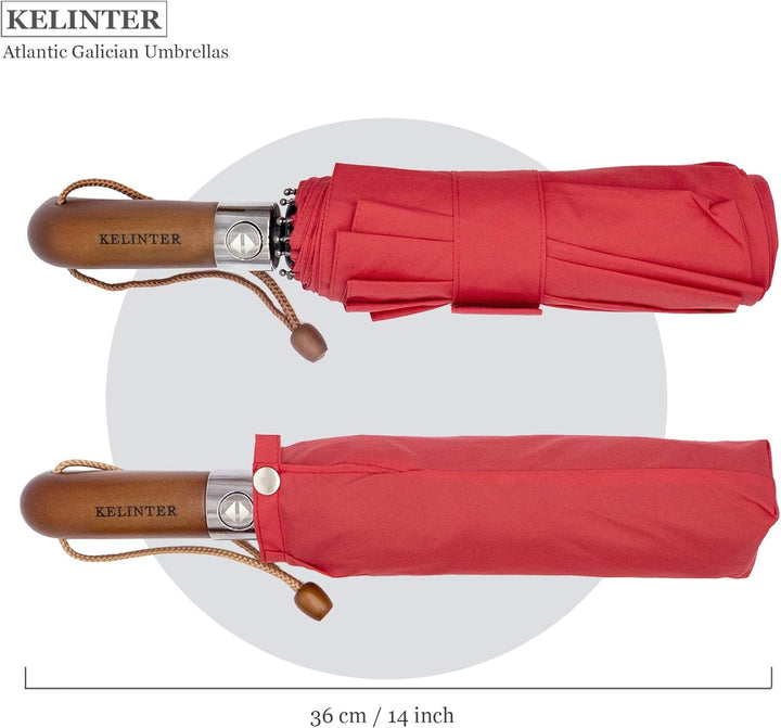 Automatischer Klappschirm - 10 Verstärkte Streben, Teflon 300T, Windsicher, Holzgriff Ergonomisch, K