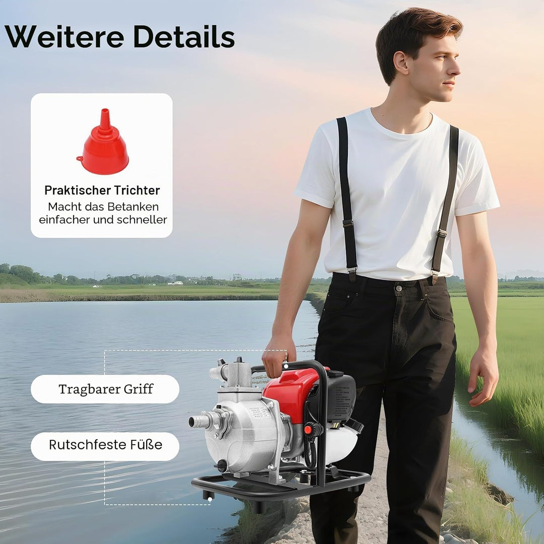 Benzin Wasserpumpe 4 Takt Motor Wasserpumpe 38CC 1.2KW Selbstansaugend Gartenpumpe Tragbarkeit Schmu