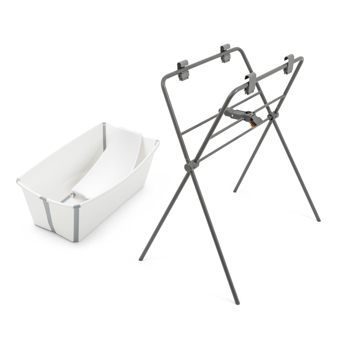 Stokke Flexi Bath (White) + Newborn Support + Flexi Bath Stand - Ideal für Neugeborene & Kinder bis