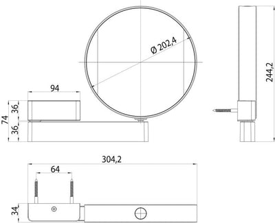 Emco Universal LED Kosmetik- und Rasierspiegel am Flexarm, runder Kosmetikspiegel mit Beleuchtung zu