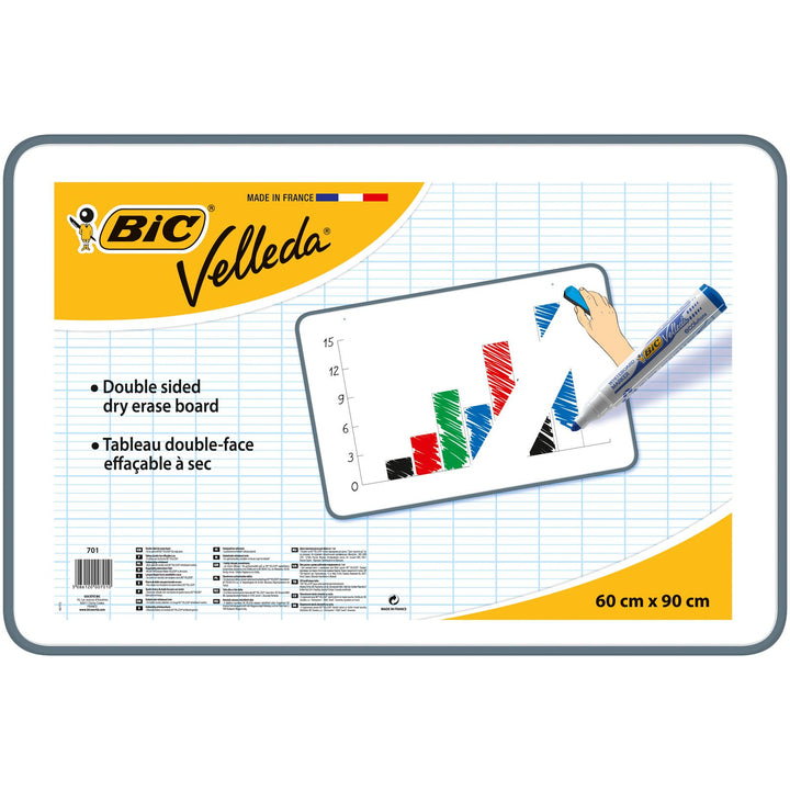 BIC Velleda trocken abwischbares Whiteboard (Doppelseitig, 60 x 90 cm), 60 x 90 cm