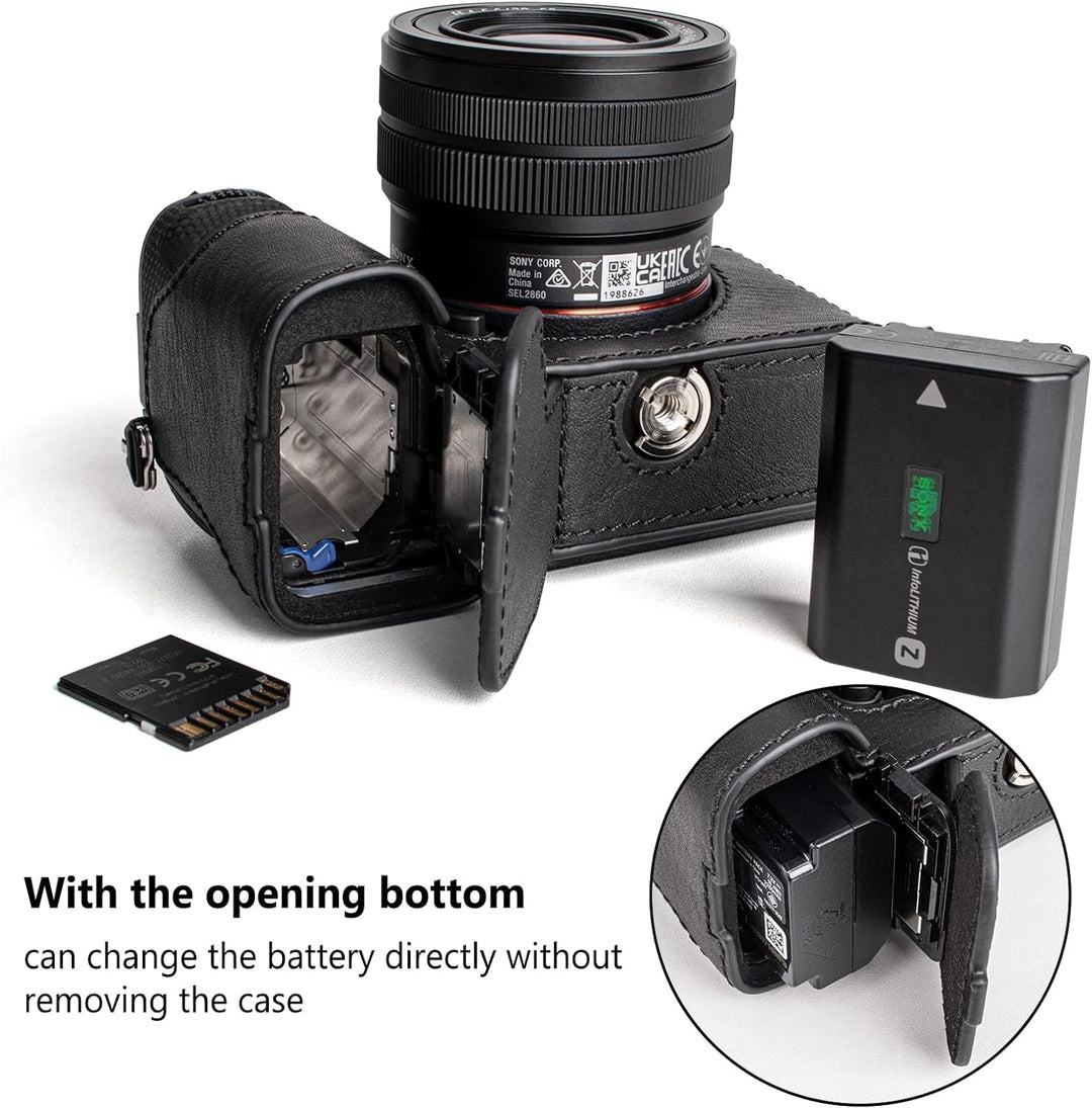 MUZIRI KINOKOO Alpha 7C II Hülle, Retro Stil Echtleder Tasche für Sony A7C II/Alpha 7C Mark II Kamer
