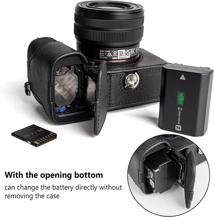 MUZIRI KINOKOO Alpha 7C II Hülle, Retro Stil Echtleder Tasche für Sony A7C II/Alpha 7C Mark II Kamer