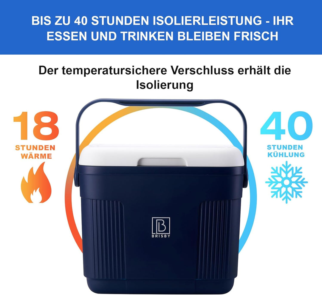 Brisby Kühlbox - 4, 18 Stunden warm, 40 Stunden kühl, Kühltasche für Arbeit, Camping, Grillen oder U