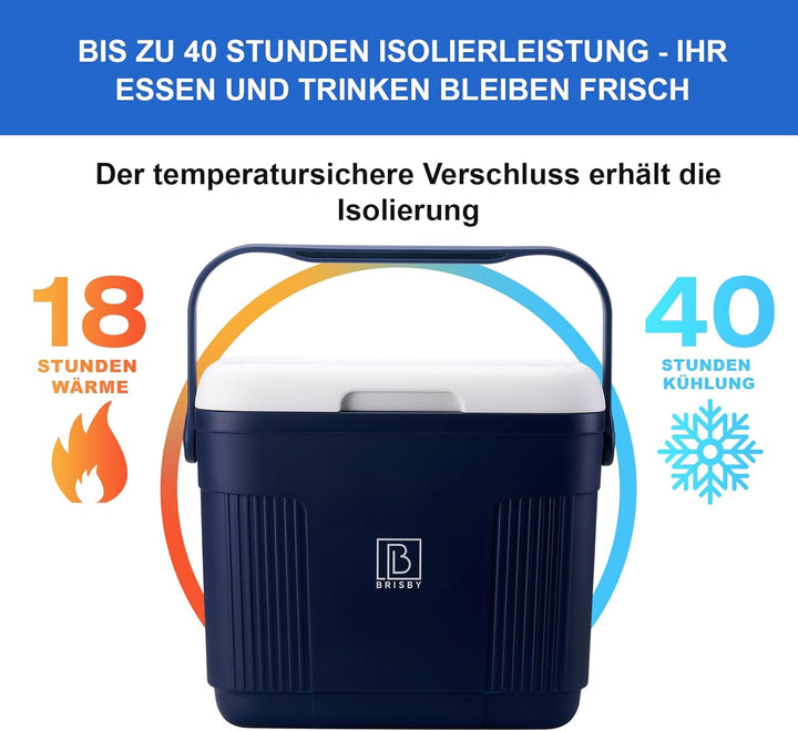 Brisby Kühlbox - 4, 18 Stunden warm, 40 Stunden kühl, Kühltasche für Arbeit, Camping, Grillen oder U