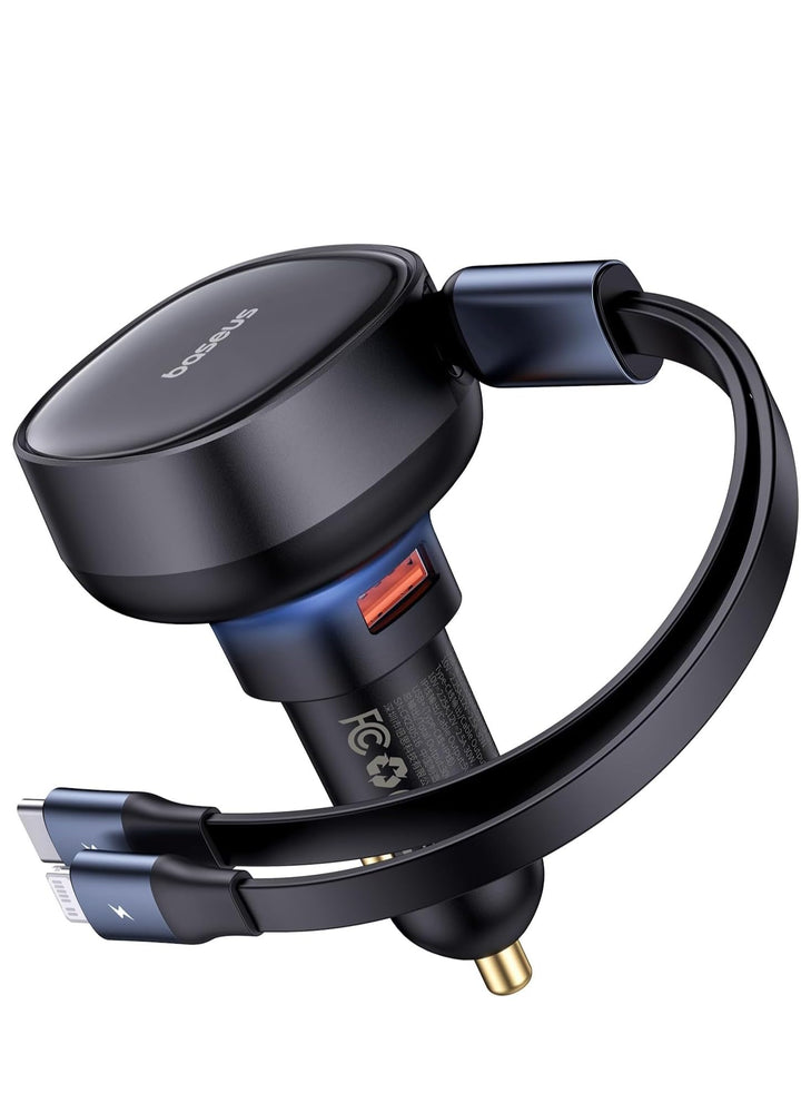 Car Charger Baseus Enjoyment USB with USB-C Cable and Lightning 60W (Black), C00057802111-02