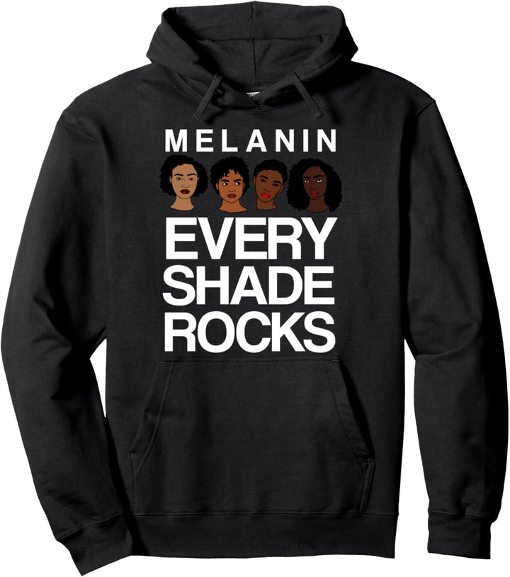 Oheneba: Melanin Shade Rocks Black Queen Empowerment Afro Pullover Hoodie