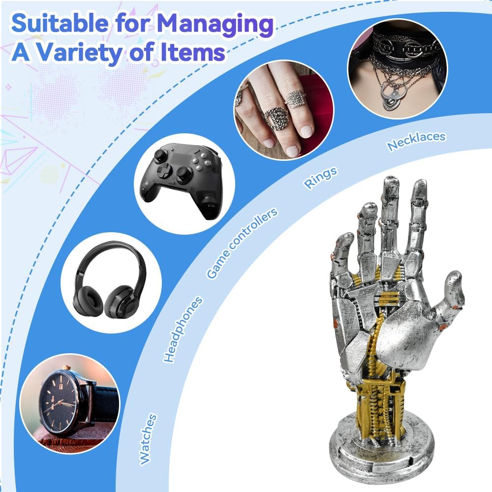 Cyberpunk Kopfhörerständer und Controller Ständer, Gaming Ständer Futuristisches Metalloptik Dekor C